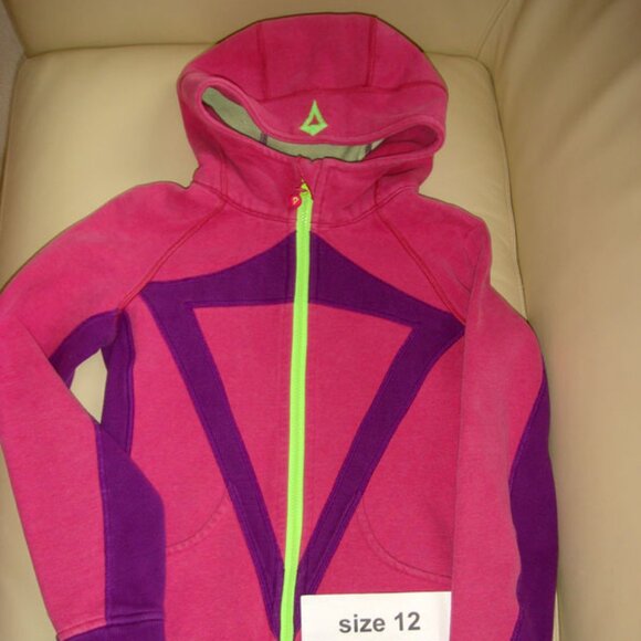 Ivivva Girl by Lululemon 🍋 Zip Up Scuba Hoodie/Jacket Thumbholes Size 12 - Picture 4 of 5